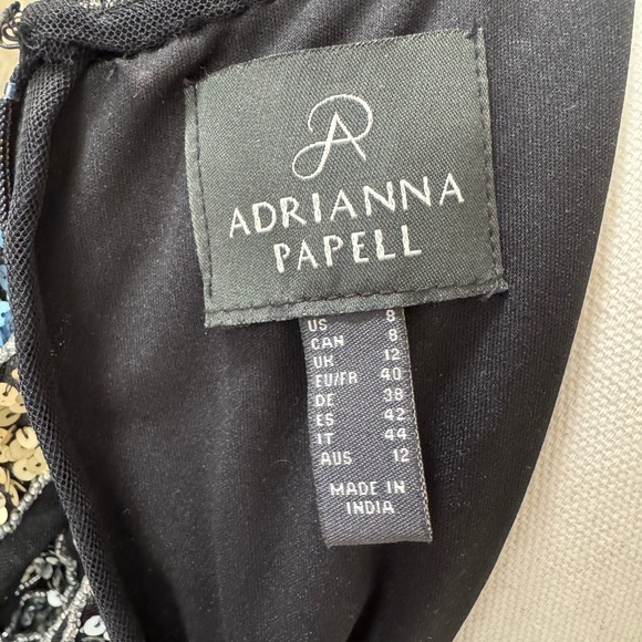 Adrianna Papell Black and Silver Sequin Long Sleeve Sheath Dress - Picture 3 of 5